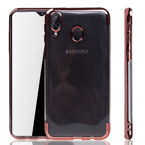 Handyh�lle f�r Samsung Galaxy M20 Rose Pink - Clear - TPU Silikon Case Backcover Schutzh�lle in Transparent   Rose Pink