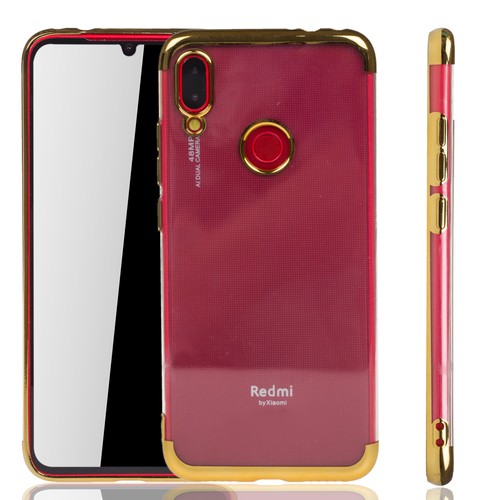Handyh�lle f�r Xiaomi Redmi Note 7 Pro Gold - Clear - TPU Silikon Case Backcover Schutzh�lle in Transparent   Gold