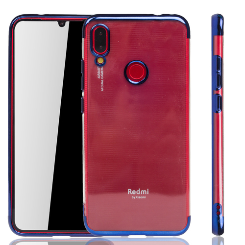 Handyh�lle f�r Xiaomi Redmi Note 7 Pro Blau - Clear - TPU Silikon Case Backcover Schutzh�lle in Transparent   Blau