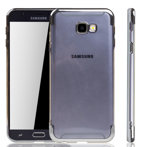 Handyh�lle f�r Samsung Galaxy J4+ Plus Silber - Clear - TPU Silikon Case Backcover Schutzh�lle in Transparent   Silber