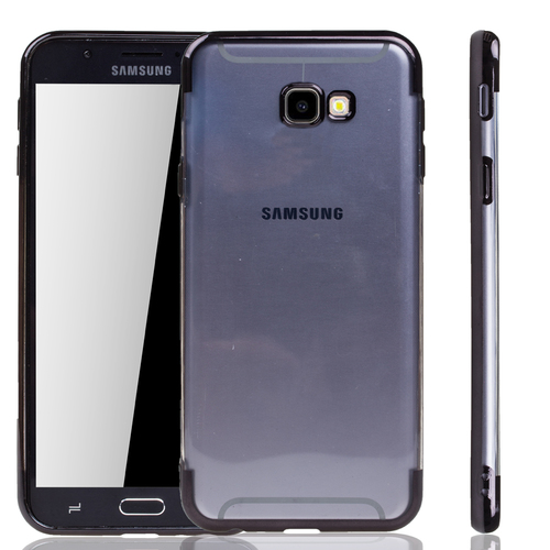 Handyh�lle f�r Samsung Galaxy J4+ Plus Schwarz - Clear - TPU Silikon Case Backcover Schutzh�lle in Transparent   Schwarz