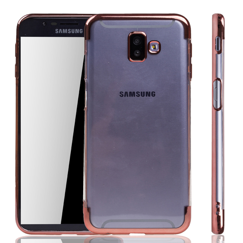 Handyh�lle f�r Samsung Galaxy J6+ Plus Rose Pink - Clear - TPU Silikon Case Backcover Schutzh�lle in Transparent   Rose Pink