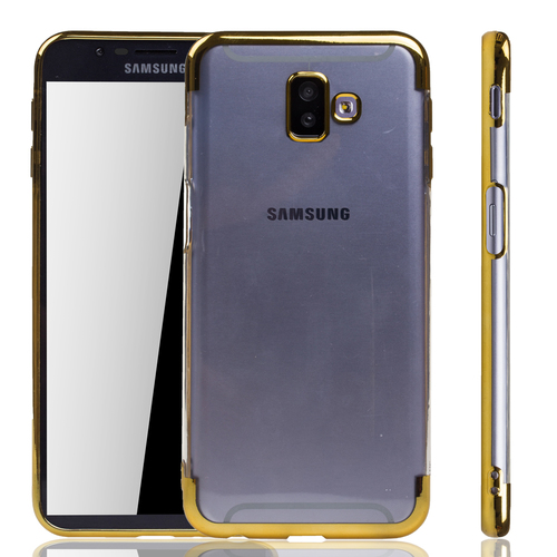 Handyh�lle f�r Samsung Galaxy J6+ Plus Gold - Clear - TPU Silikon Case Backcover Schutzh�lle in Transparent   Gold