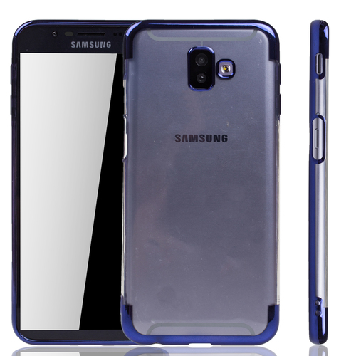Handyh�lle f�r Samsung Galaxy J6+ Plus Blau - Clear - TPU Silikon Case Backcover Schutzh�lle in Transparent   Blau