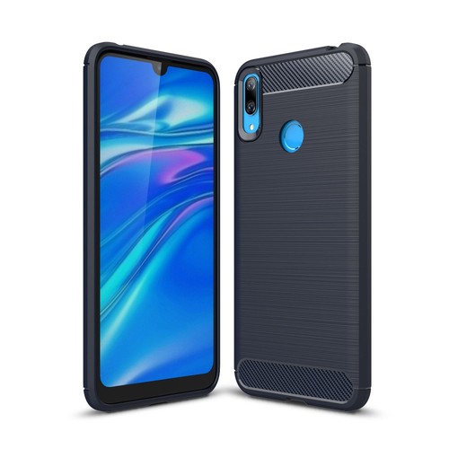 Schutzh�lle Handyh�lle f�r Huawei Y7 (2019) Case Cover Carbon Optik Blau