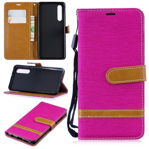 Huawei P30 Handy H�lle Schutz-Tasche Case Cover Kartenfach Etui Wallet Pink