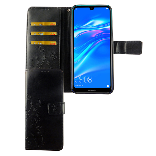 Huawei Y7 2019 Handy H�lle Schutz-Tasche Cover Flip-Case Kartenfach Schwarz