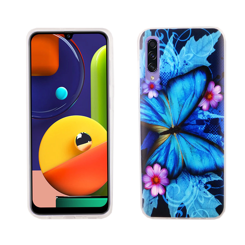 Samsung Galaxy A30s Handy H�lle Schutz-Case Cover Bumper Schmetterling Blau