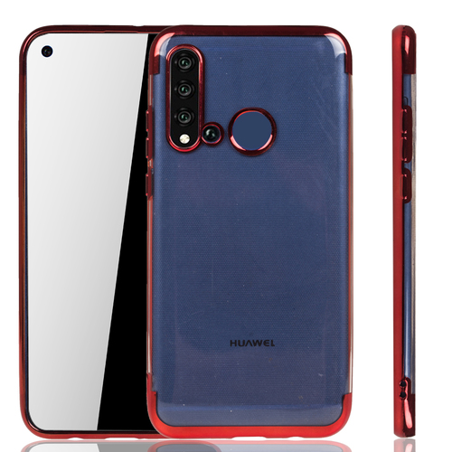 Handyh�lle f�r Huawei P20 Lite 2019 Rot - Clear - TPU Silikon Case Backcover Schutzh�lle in Transparent   Rot