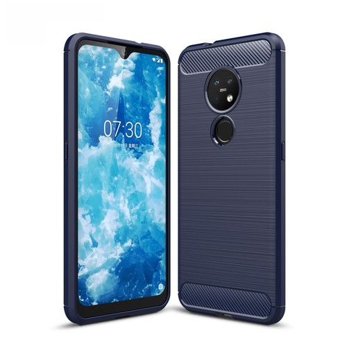 Schutzh�lle Handyh�lle f�r Nokia 6.2 Case Cover Carbon Optik Blau
