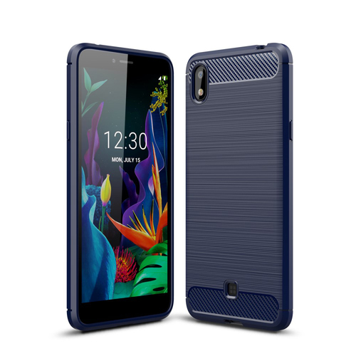 Schutzh�lle Handyh�lle f�r LG K20 2019 Case Cover Carbon Optik Blau