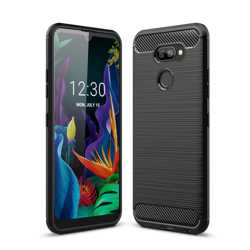 Schutzh�lle Handyh�lle f�r LG K40S Case Cover Carbon Optik Schwarz