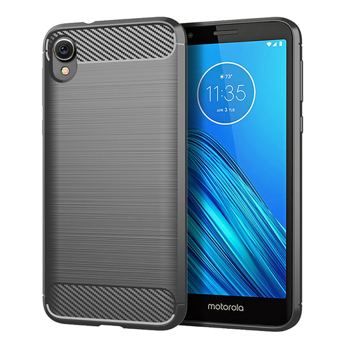 Schutzh�lle Handyh�lle f�r Motorola E6 Case Cover Carbon Optik Grau