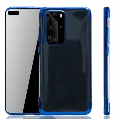 Handyh�lle f�r Huawei P40 Blau - Clear - TPU Silikon Case Backcover Schutzh�lle in Transparent   Blau