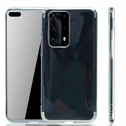 Handyh�lle f�r Huawei P40 Pro Silber - Clear - TPU Silikon Case Backcover Schutzh�lle in Transparent   Silber