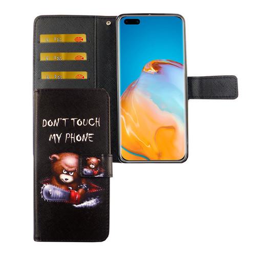 Huawei P40 Tasche Handy H�lle Schutz-Cover Flip-Case mit Kartenfach Dont touch my phone
