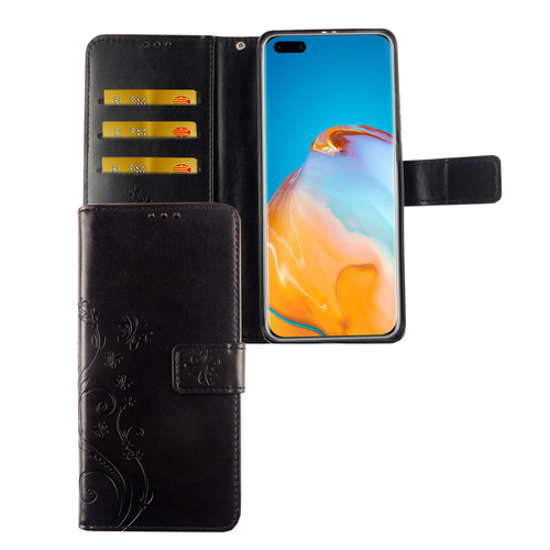 Huawei P40 Pro Handy H�lle Schutz Tasche Cover Flip Case Kartenfach Schwarz