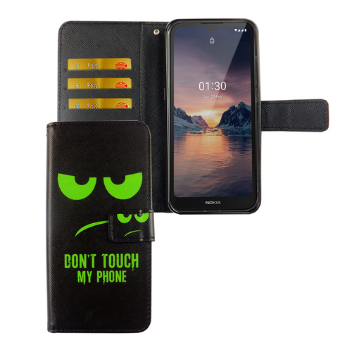 Nokia 1.3 Tasche Handy H�lle Schutz-Cover Flip-Case mit Kartenfach Dont touch my phone