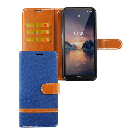 Nokia 1.3 Handy H�lle Schutz Tasche Case Cover Kartenfach Etui Wallet Blau