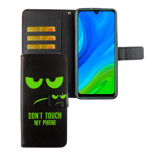 Huawei P smart 2020 Tasche Handy Hlle Schutz-Cover Flip-Case mit Kartenfach Dont touch my phone