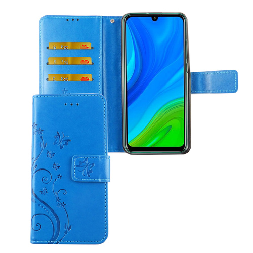 Huawei P smart 2020 Handy H�lle Schutz Tasche Cover Flip Case Kartenfach Blau