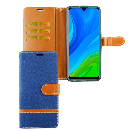 Huawei P smart 2020 Handy H�lle Schutz Tasche Case Cover Kartenfach Etui Wallet Blau