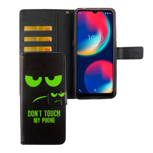 Wiko View 4 Tasche Handy H�lle Schutz-Cover Flip-Case mit Kartenfach Dont touch my phone