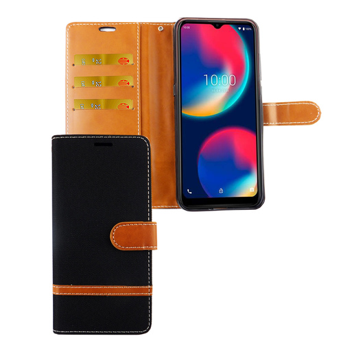 Wiko View 4 Handy H�lle Schutz Tasche Case Cover Kartenfach Etuis Schwarz