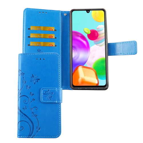 Samsung Galaxy A41 Handy H�lle Schutz Tasche Cover Flip Case Kartenfach Blau