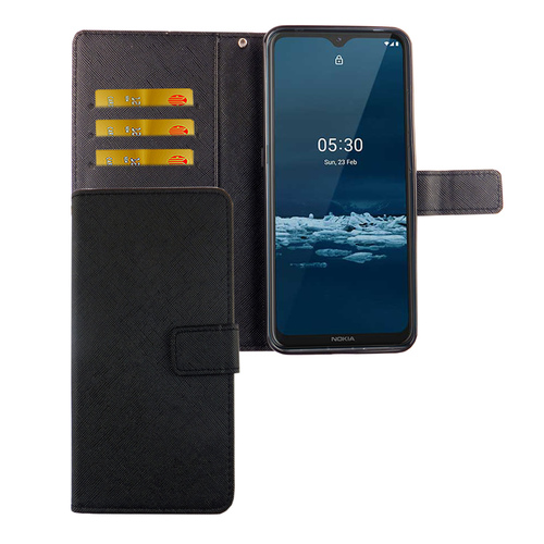 Nokia 5.3 Tasche Handy H�lle Schutz-Cover Flip-Case mit Kartenfach Schwarz