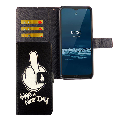 Nokia 5.3 Tasche Handy H�lle Schutz-Cover Flip-Case mit Kartenfach Have a nice day