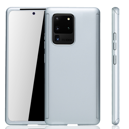 Handyh�lle Schutzh�lle f�r Samsung Galaxy S20 Ultra Full Case Cover Displayschutz 360 Silber