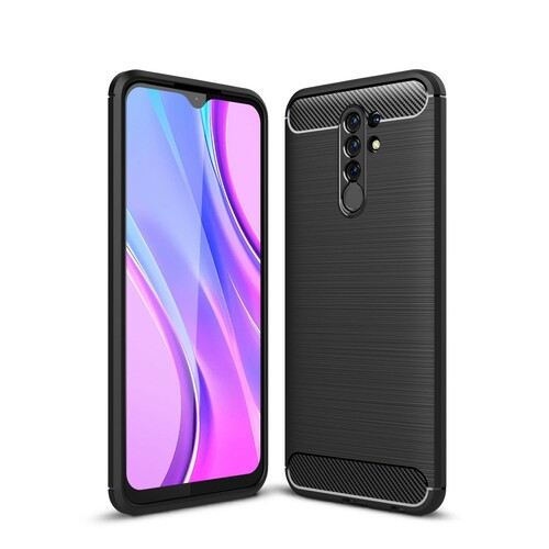 Schutzh�lle Handyh�lle f�r Xiaomi Redmi 9 Case Cover Carbon Optik Schwarz