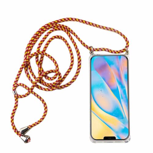 Handykette fr Apple iPhone 12 / 12 Pro - Smartphone Necklace Hlle mit Band - Schnur mit Case zum umhngen in Rot