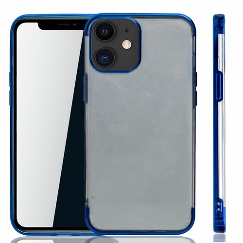 Handyh�lle f�r Apple iPhone 12 mini Blau - Clear - TPU Silikon Case Backcover Schutzh�lle in Transparent   Blau