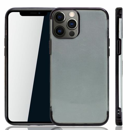 Handyh�lle f�r Apple iPhone 12 Pro Max Schwarz - Clear - TPU Silikon Case Backcover Schutzh�lle in Transparent   Schwarz