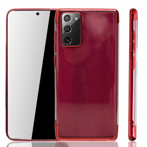 Handyh�lle f�r Samsung Galaxy Note 20 Rot - Clear - TPU Silikon Case Backcover Schutzh�lle in Transparent   Rot