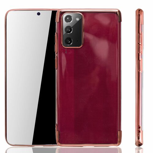 Handyh�lle f�r Samsung Galaxy Note 20 Rose Pink - Clear - TPU Silikon Case Backcover Schutzh�lle in Transparent   Rose Pink