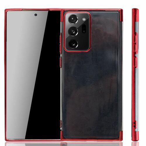 Handyh�lle f�r Samsung Galaxy Note 20 Ultra Rot - Clear - TPU Silikon Case Backcover Schutzh�lle in Transparent   Rot
