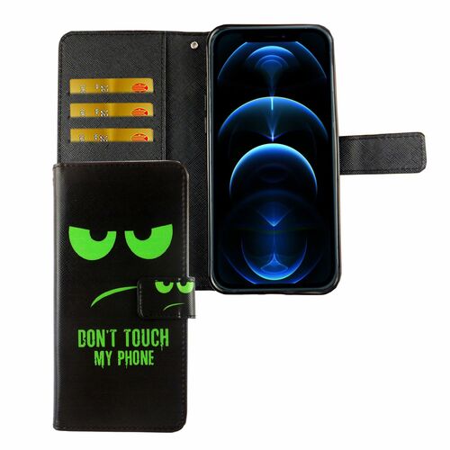 Apple iPhone 12 Mini Tasche Handy H�lle Schutz-Cover Flip-Case mit Kartenfach Dont touch my phone