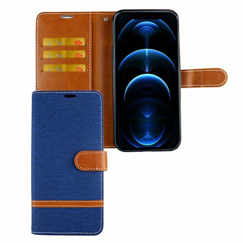 Apple iPhone 12 Mini Handy H�lle Schutz-Tasche Case Cover Kartenfach Etui Wallet Blau