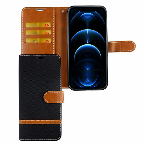 Apple iPhone 12 Pro Max Handy H�lle Schutz-Tasche Case Cover Kartenfach Etuis Schwarz