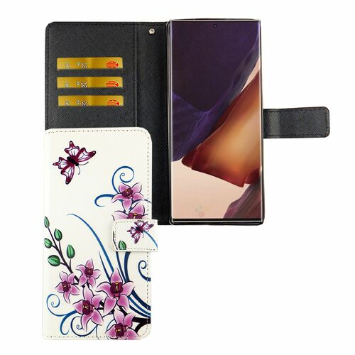 Samsung Galaxy Note 20 Tasche Handy H�lle Schutz-Cover Flip-Case mit Kartenfach Lotusblume