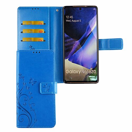 Samsung Galaxy Note 20 Handy H�lle Schutz-Tasche Cover Flip-Case Kartenfach Blau