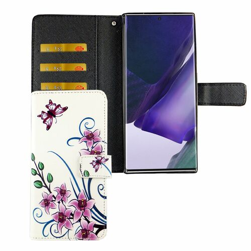 Samsung Galaxy Note 20 Ultra Tasche Handy H�lle Schutz-Cover Flip-Case mit Kartenfach Lotusblume