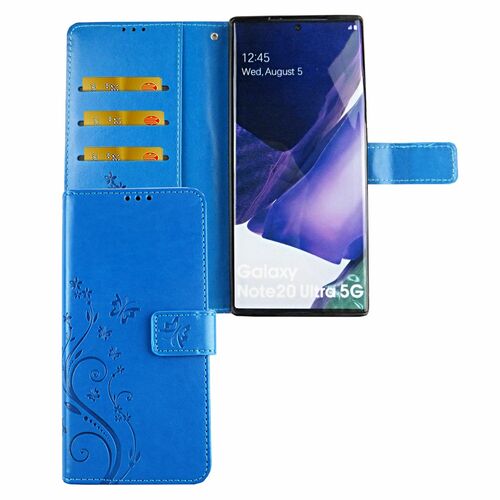 Samsung Galaxy Note 20 Ultra Handy H�lle Schutz-Tasche Cover Flip-Case Kartenfach Blau