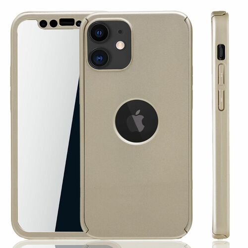 Handyh�lle Schutzh�lle f�r Apple iPhone 12 Mini Full Case Cover Displayschutz 360 Gold