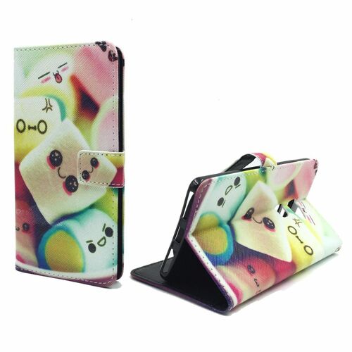  Handyh�lle Tasche + 1 Panzer Schutz Glas f�r Case Handy Huawei Mate S Schriftzug Marshmallows
