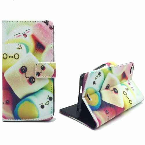  Handyh�lle Tasche + 1 Panzer Schutz Glas f�r Case Handy Wiko Highway Pure Case Schriftzug Marshmallows