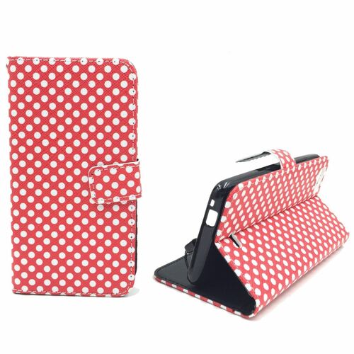  Handyh�lle Tasche + 1 Panzer Schutz Glas f�r Case Handy Wiko Rainbow Jam Case Polka Dot Rot